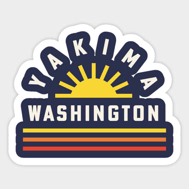 Yakima Washington Retro Vintage Stripes Sunset Sticker by PodDesignShop